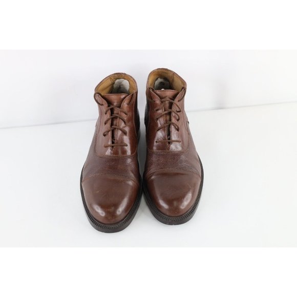Vintage 90s Mens Size 12 Distressed Leather Toe Cap Ankle Chukka Boots Brown main image 14